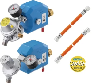 Pullonvaihtaja + säädin 30 mbar Caramatic SafeDrive Plus